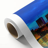 Art Deco poster of an Asian scenery in muted green and brown hues, ideal for nursery wall art or dining room decor.