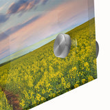 Large abstract wall art featuring a mid-century modernist style acrylic print of Bangladesh scenery.