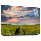 Large abstract wall art of a vibrant Bangladesh landscape on acrylic glass, ideal for bedroom or dining room decor.