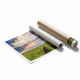 Extra large rolled print featuring a serene Bangladesh river scene in muted greens and blues.