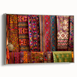 Landscape art painting of Bhutan scenery on framed canvas, featuring colorful art in vintage poster style.