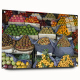 Acrylic print of a Cambodian landscape, featuring lush greens and earth tones, ideal for enhancing dining room decor.
