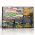 Large abstract wall art depicting a Cambodian landscape in muted earth tones on a framed acrylic.