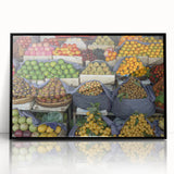Large abstract wall art depicting a Cambodian landscape in muted earth tones on a framed acrylic.