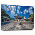 Large abstract wall art depicting a muted beige and taupe Beijing cityscape, acrylic print.