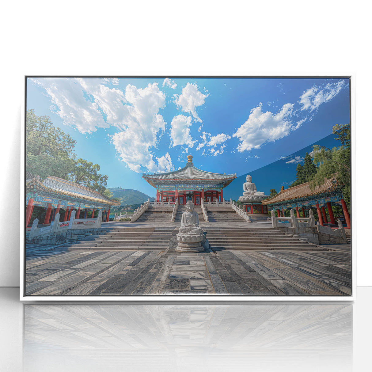 Art deco poster of Beijing skyline in monochrome tones on a framed acrylic, suitable for modern art wall decor.