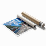 Extra large rolled print featuring a serene Beijing scenery with soft floral elements, ideal for classy bathroom wall art.