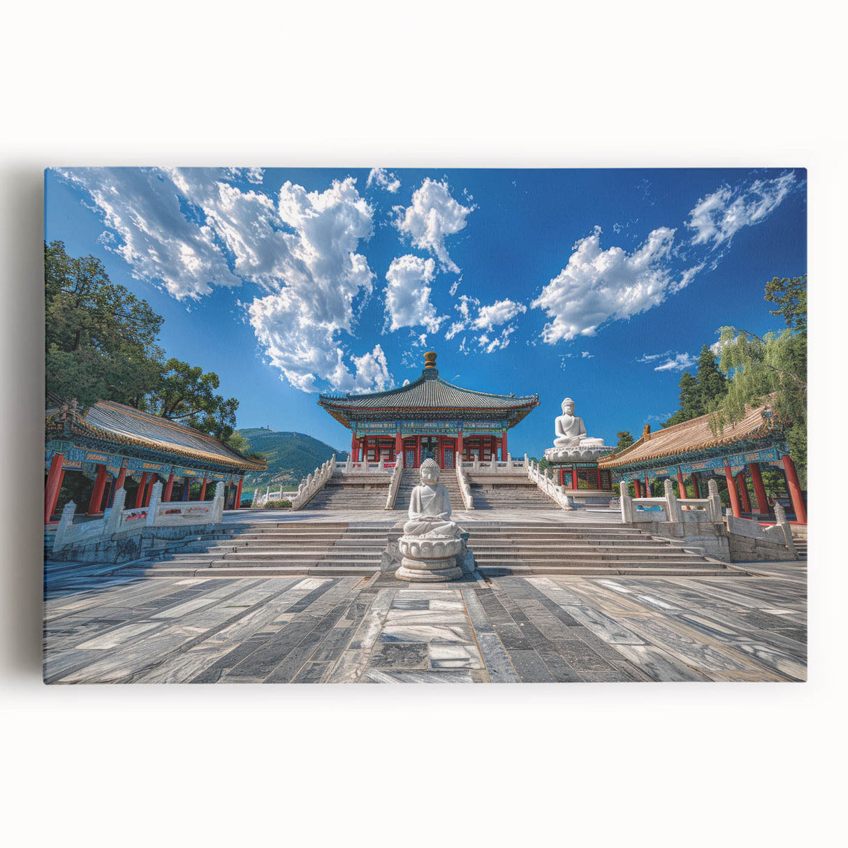 Black and white stretched canvas of Beijing skyline, ideal for kitchen wall art or bedroom ambiance.