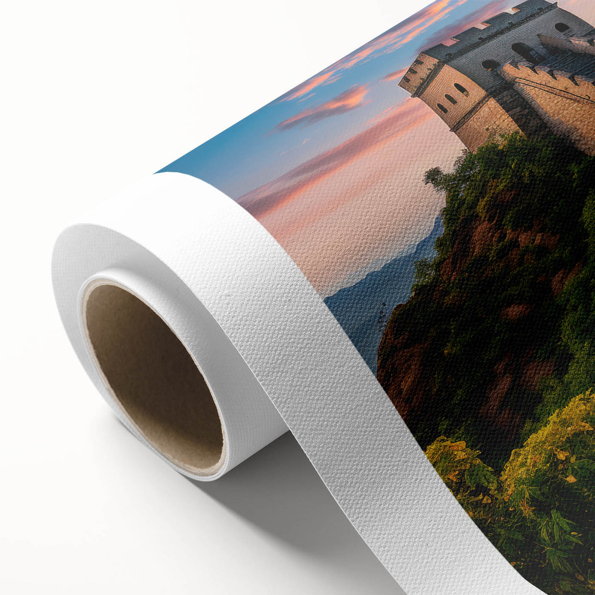 Art Deco style poster of the Great Wall of China in muted earth tones on rolled canvas.