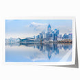 Art deco poster of Hong Kong skyline in muted gold and black tones, rolled print, ideal for dining room wall art.