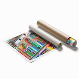 Extra large rolled print of a serene floral scene in muted blues and greens, ideal for classy bathroom wall art.