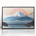 Large abstract wall art of Mount Fuji in muted gray and blue tones on framed acrylic, suited for modern art wall decor.