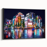 Black and white framed canvas of Tokyo landscape, ideal for bedroom wall art with a vintage poster style.