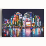 Black and white large art print of Tokyo skyline on stretched canvas, ideal for kitchen wall art.