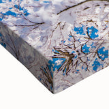 Large art featuring a black and white landscape painting of an Asian scenery on stretched canvas, suited for bedroom decor.