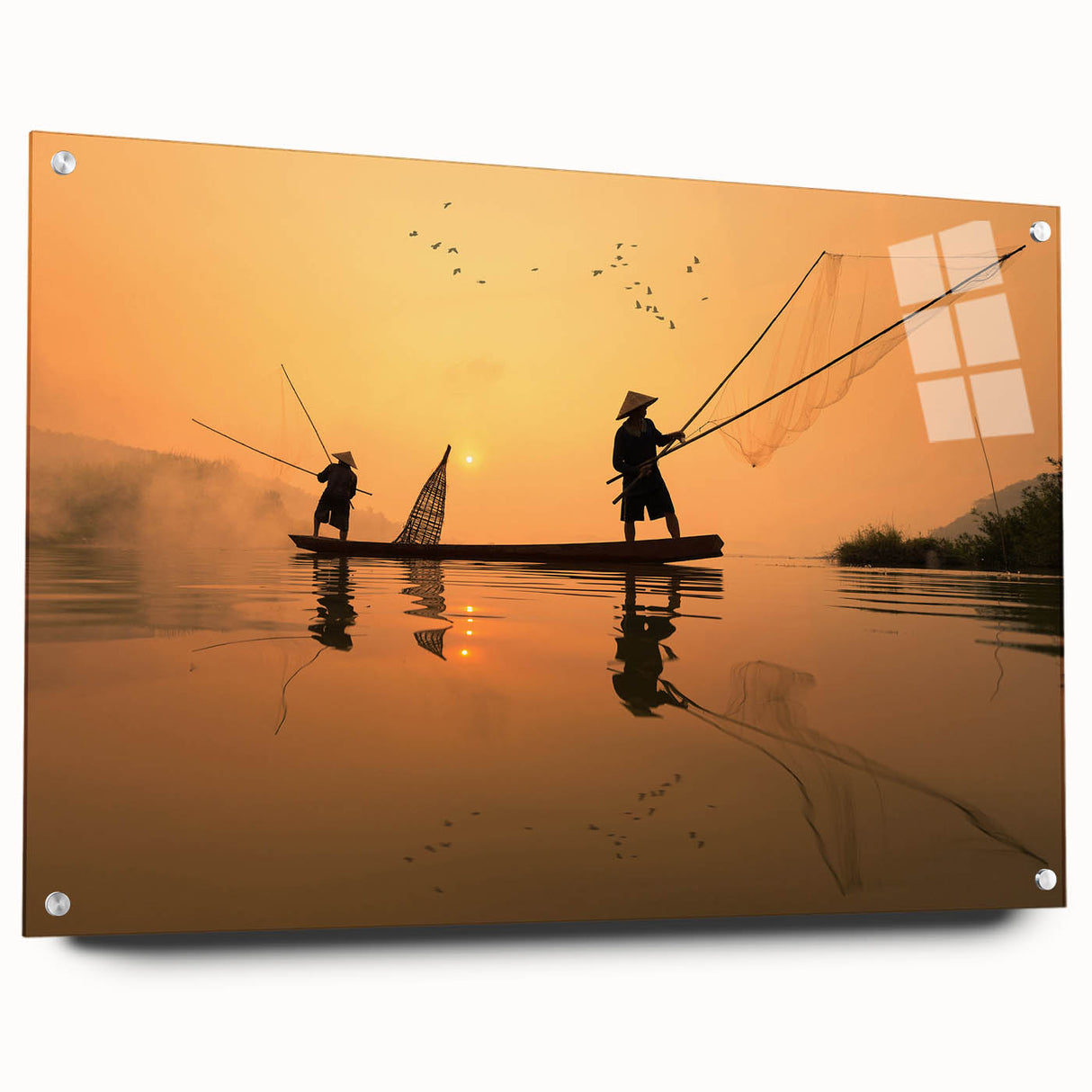 Acrylic print of a Laos scenery in muted earth tones, ideal for dining room decor.
