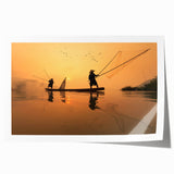 Extra large rolled print of a Laos scenery featuring vibrant green and blue tones, ideal for art wall dining room.