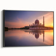 Black and white landscape art painting of a Malaysian scenery on a framed canvas, ideal for bedroom wall decor.