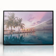 Large abstract wall art depicting a serene Maldivian seascape in muted blue tones on a framed acrylic.