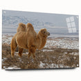 Large abstract wall art depicting Mongolian scenery on acrylic glass, ideal for bedroom or dining room decor.