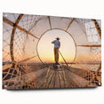 Acrylic print of a large abstract depiction of Myanmar scenery in earth tones, ideal for dining room decor.