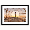 Extra large abstract art print featuring a colorful, textured depiction of a Myanmar landscape on a black framed canvas.