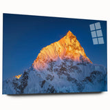 Acrylic glass print of Mount Everest in muted blue tones, ideal for bedroom or dining room art.