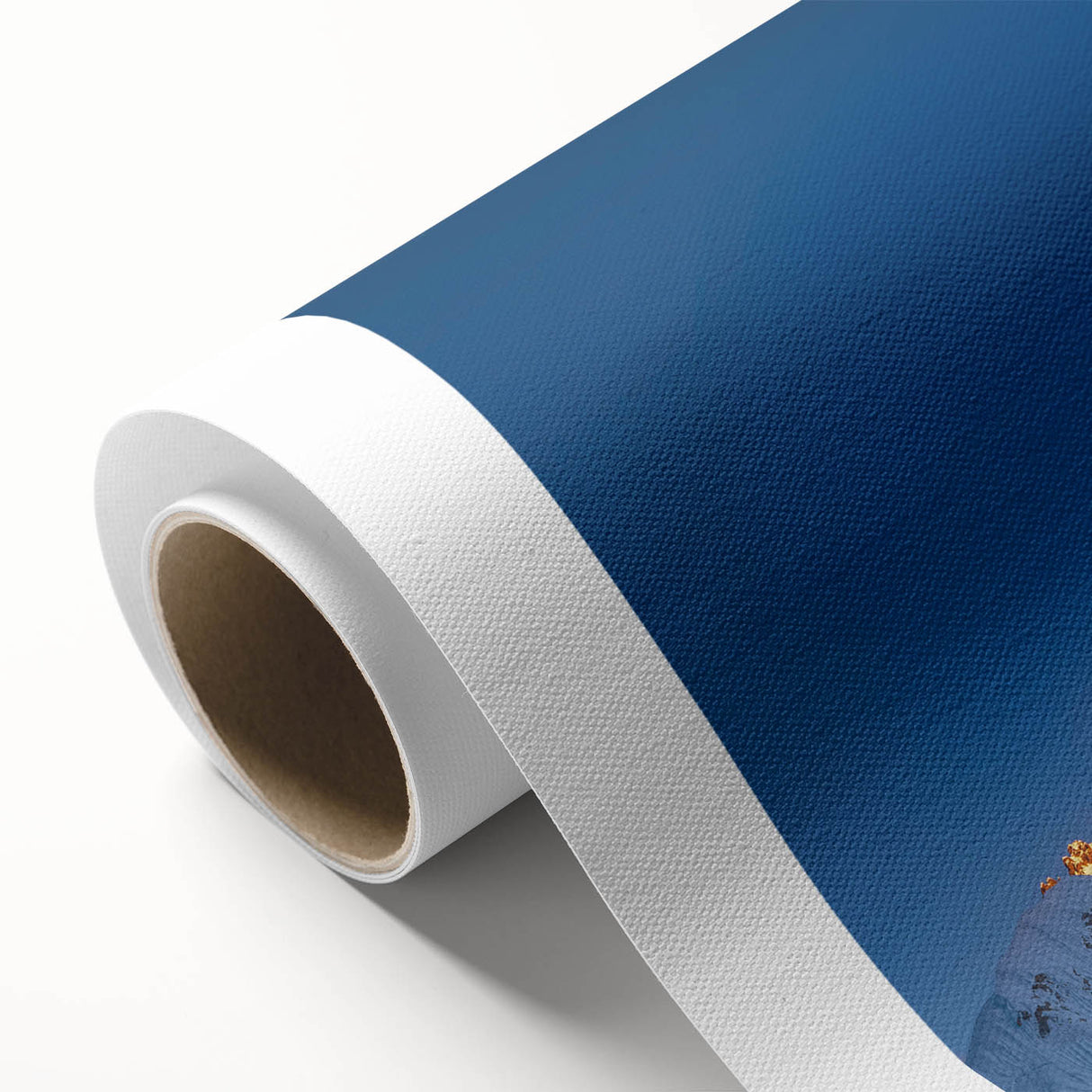 Art Deco style poster of Mount Everest in soft blue and white tones on rolled canvas, ideal for nursery wall art.