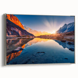 Landscape art painting of a serene Nepalese village, rendered in colorful hues on a framed canvas.