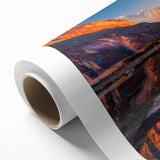 Art Deco poster of a serene Nepalese landscape on rolled canvas, ideal for nursery wall art or dining room decor.