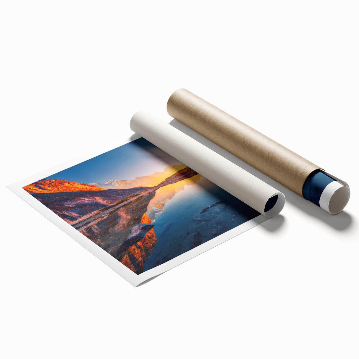 Extra large rolled print featuring a serene Nepalese landscape with soft floral elements, ideal for classy bathroom wall art.
