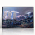 Large abstract wall art of Singapore skyline in muted gray tones on framed acrylic, suitable for modern art wall decor.