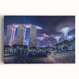 Black and white stretched canvas of Singapore skyline, ideal for kitchen wall art.