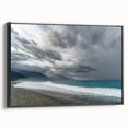 Black and white framed canvas depicting a vintage-style Taiwanese landscape, ideal for bedroom wall art.