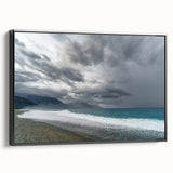 Black and white framed canvas depicting a vintage-style Taiwanese landscape, ideal for bedroom wall art.