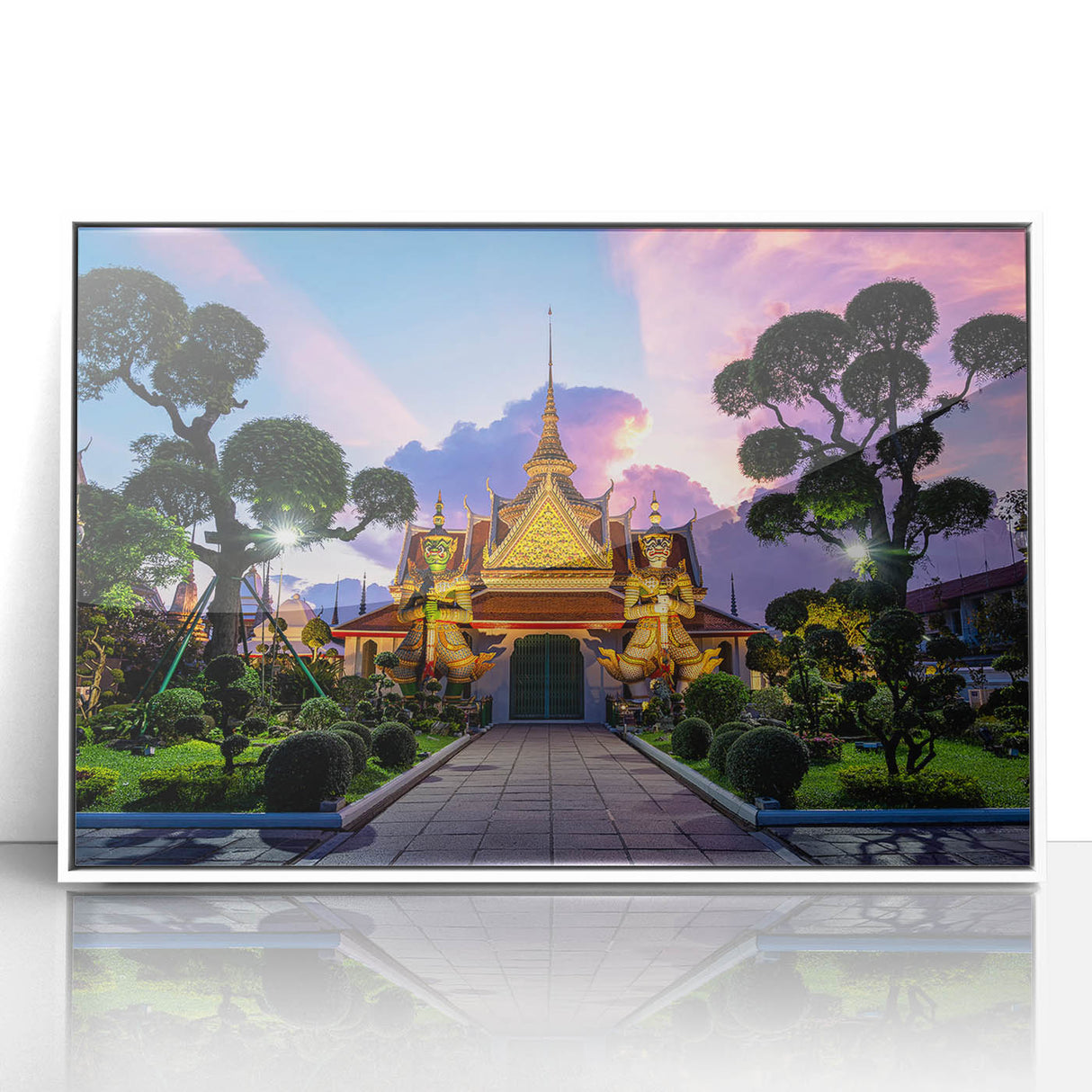 Acrylic print of Bangkok skyline in art deco style with muted pastel shades, ideal for modern art wall decor.