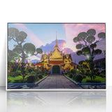 Acrylic print of Bangkok skyline in art deco style with muted pastel shades, ideal for modern art wall decor.