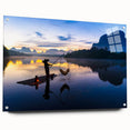 Acrylic print of a large abstract depiction of a Thai landscape in muted earth tones.