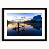 Extra large framed abstract art print depicting vibrant, colorful Thai scenery on textured canvas.