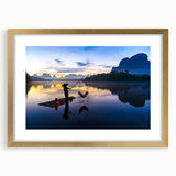 Extra large abstract art print of a textured Thai landscape in muted gold and earth tones, framed with mat.