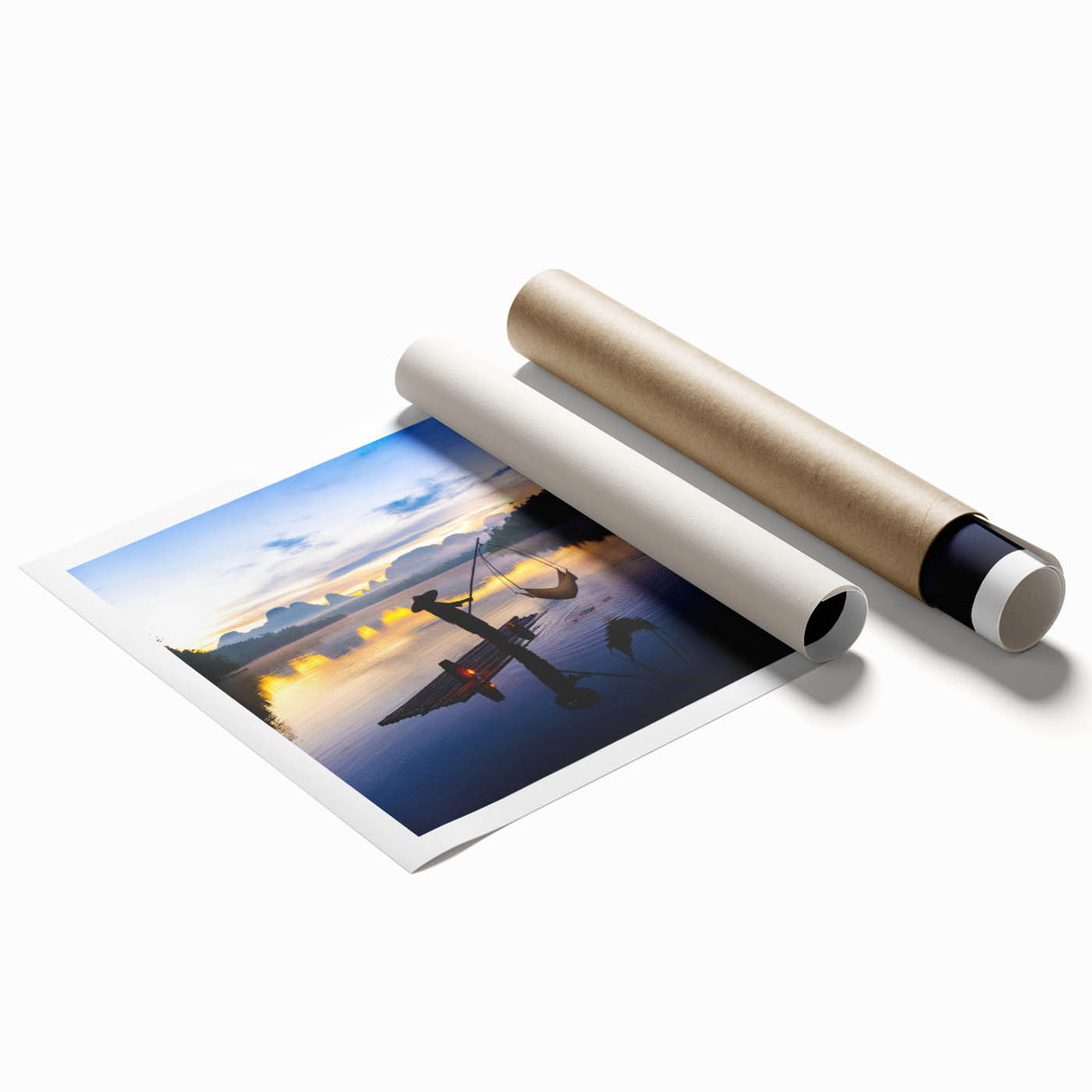 Extra large rolled print of a serene Thai landscape with soft green and blue tones, ideal for classy bathroom wall art.