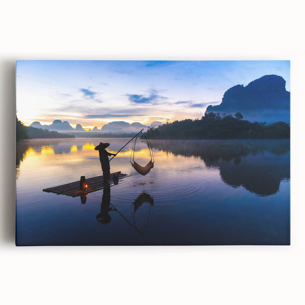 Large black and white canvas print of a Thai landscape, ideal for kitchen wall art.