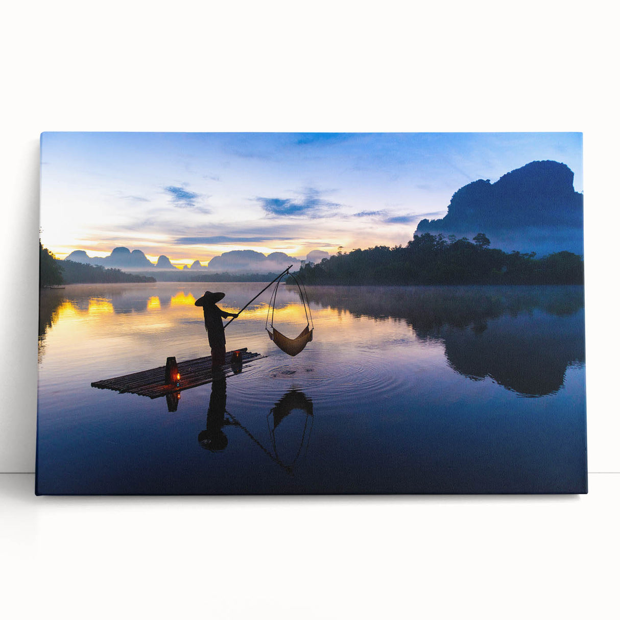 Black and white stretched canvas of a Thai landscape, ideal for kitchen wall art or bedroom decor.