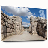 Large abstract wall art of a Turkish landscape in muted earth tones on acrylic glass, ideal for bedroom or dining room decor.