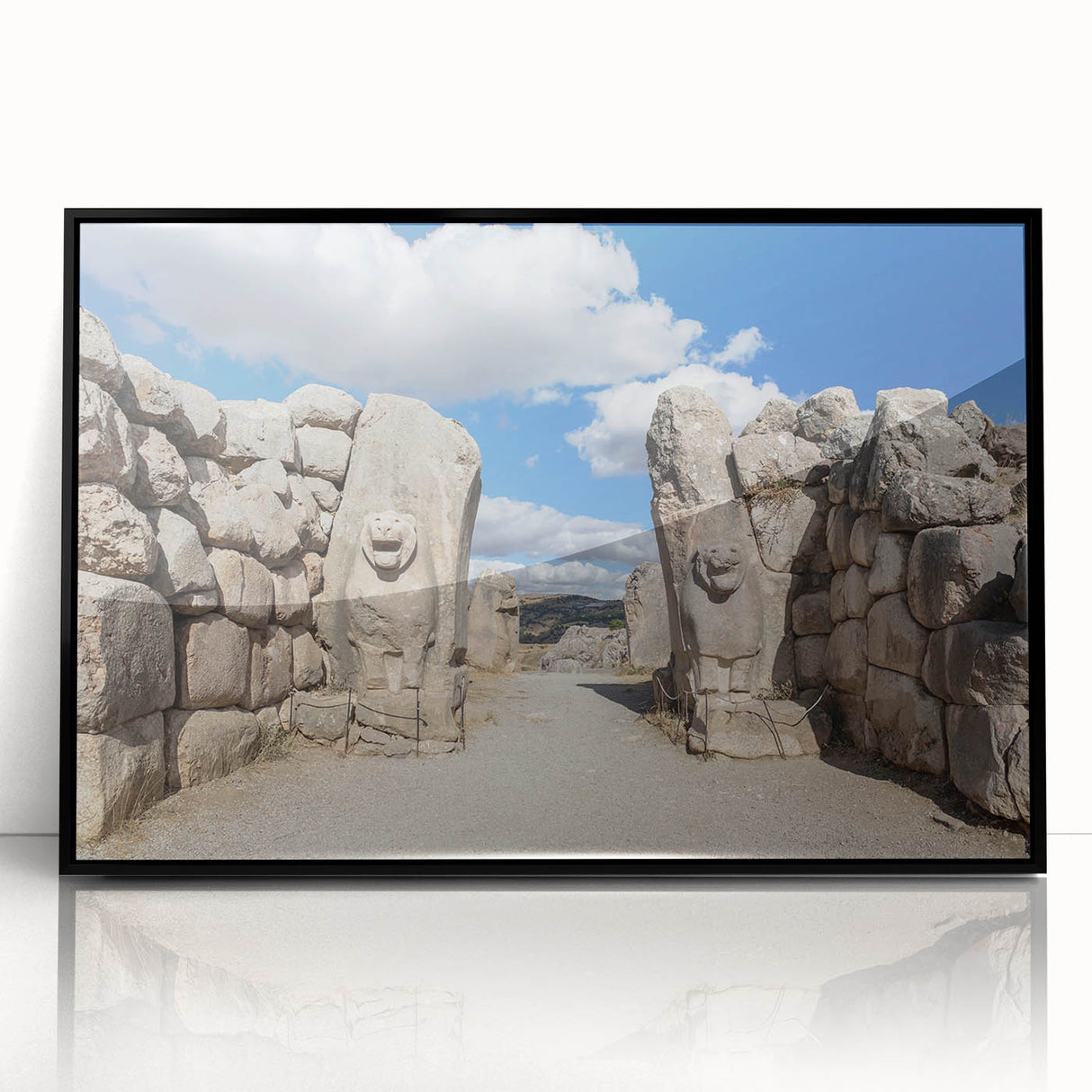 Large abstract wall art depicting a Turkish landscape in muted earth tones on a framed acrylic.
