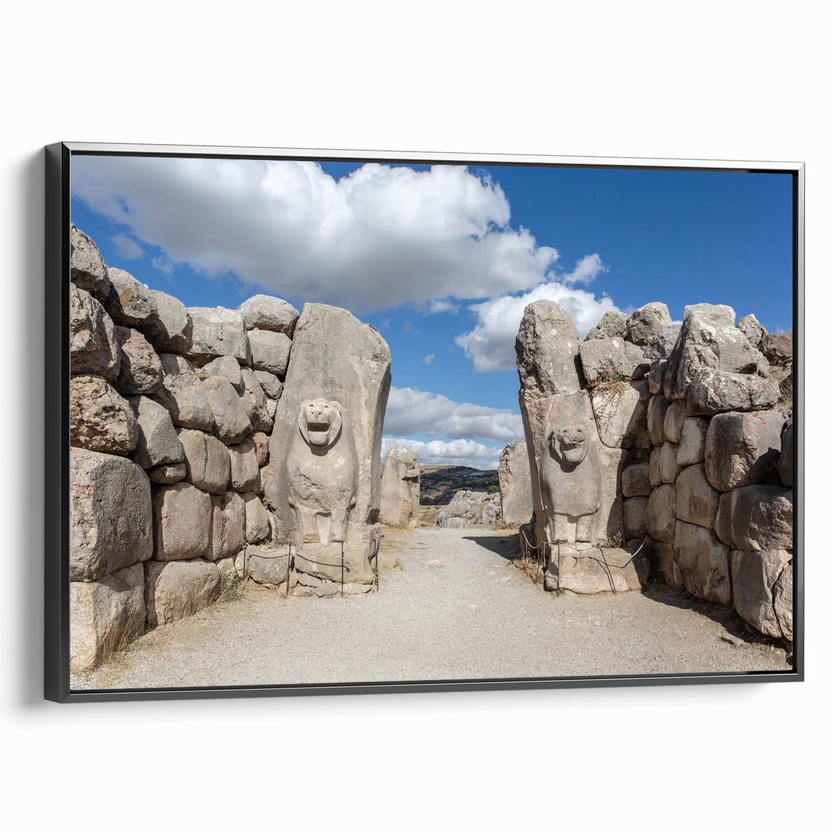 Black and white landscape art painting of a Turkish scenery on framed canvas, suitable for bedroom wall decor.
