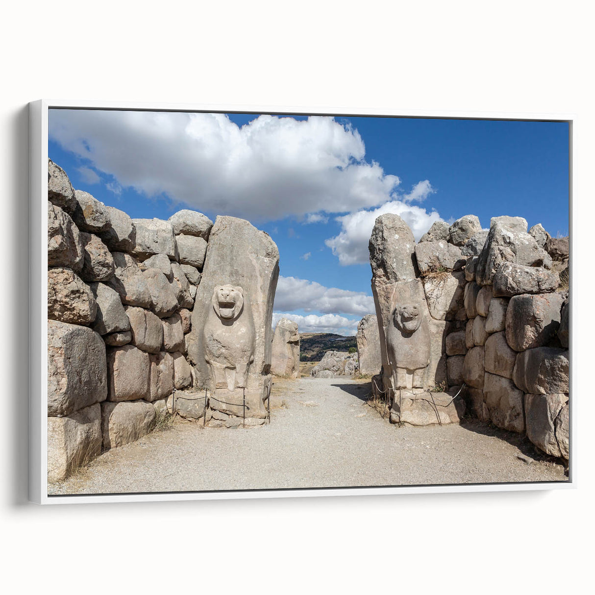 Vintage poster art of a Turkish landscape on a framed canvas, featuring colorful art in extra large size.