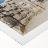 Art deco poster of a Turkish landscape on rolled canvas, featuring muted earth tones, ideal for dining room wall art.