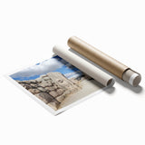 Extra large rolled print featuring a serene Turkish landscape with soft floral elements in muted earth tones.