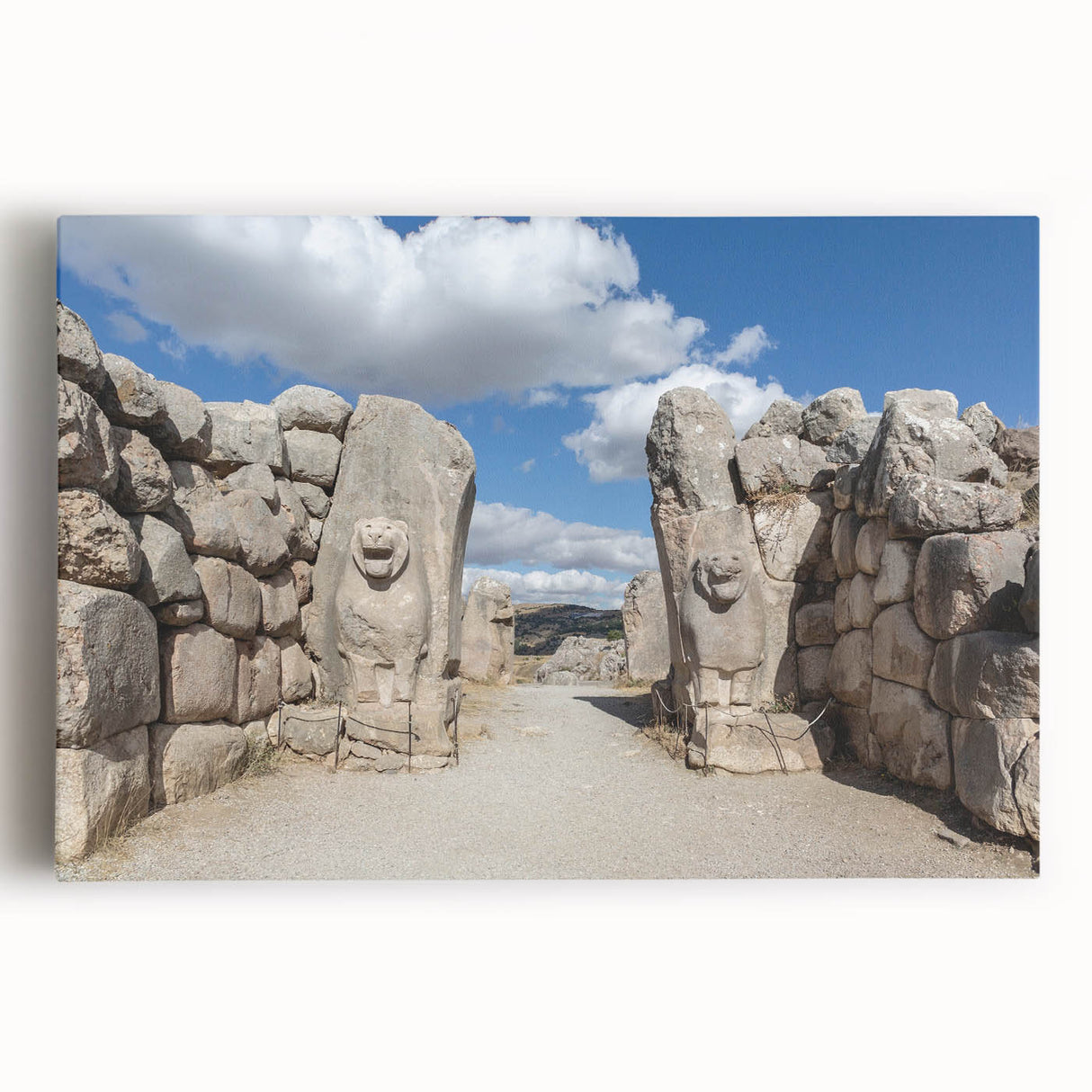 Large black and white stretched canvas of a Turkish landscape, ideal for kitchen wall art.